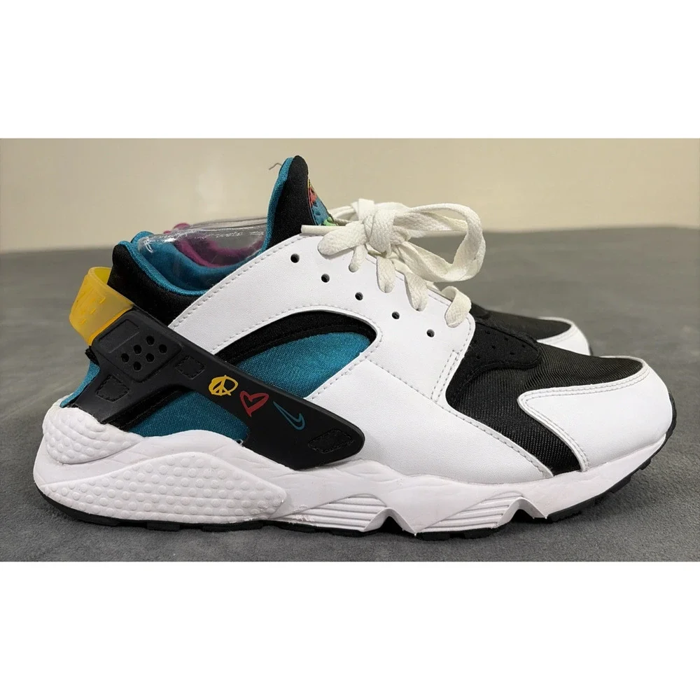 Nike Air Huarache Peace Love Swoosh White Black Multi DM8152-100 Mens 9 Charity